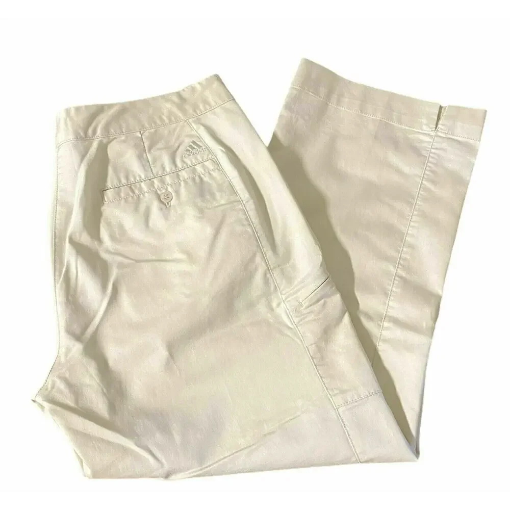 Adidas Women's Ivory Sz 8 Capri Pant Golf Club Slim Fit Stretch Pockets Chino
